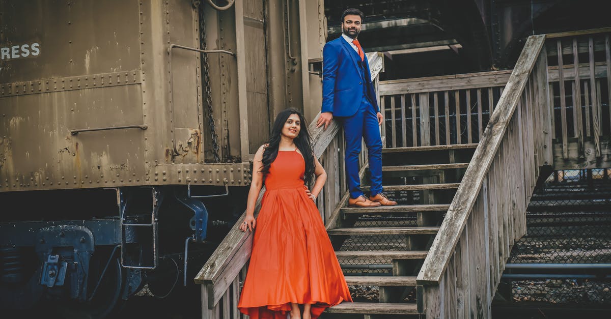 Trying to get on a full Indian Railways train - any strategies? - Full body of cheerful ethnic couple in red dress and blue suit near old train in railway station Trying to get on a full Indian Railways train - any strategies? - Full body of cheerful ethnic couple in red dress and blue suit near old train in railway station