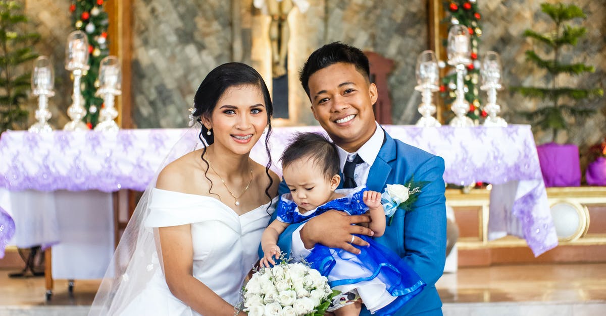UK fiance visa... dependent child - Happy Asian newlyweds and daughter standing in church UK fiance visa... dependent child - Happy Asian newlyweds and daughter standing in church