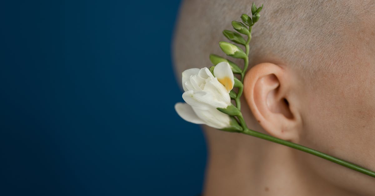 UK Visa for a terminally ill person - Side view of crop unrecognizable person with shaved head and blossoming flower representing cicatrice after brain tumor operation UK Visa for a terminally ill person - Side view of crop unrecognizable person with shaved head and blossoming flower representing cicatrice after brain tumor operation