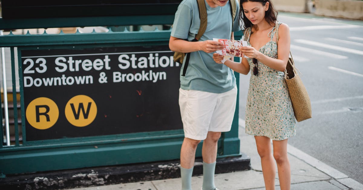 Visiting someone in the US - Serious diverse couple searching way on map Visiting someone in the US - Serious diverse couple searching way on map