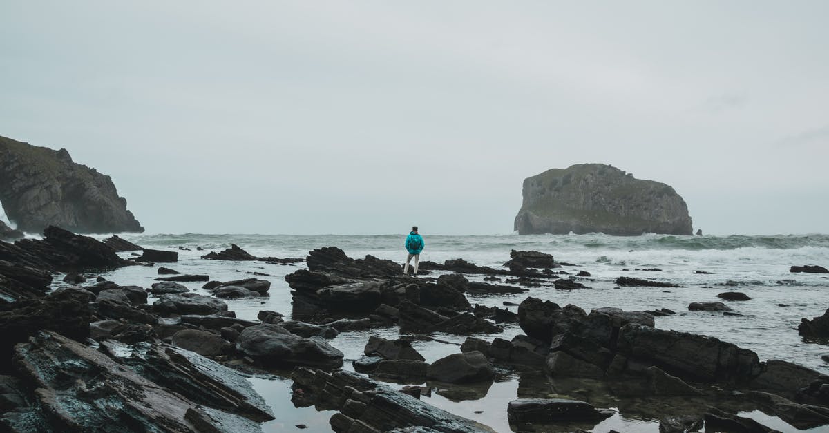 Visiting UK for short trip during post-student visa year in Spain [duplicate] - Anonymous man recreating on rocky coast of wavy ocean against misty sky