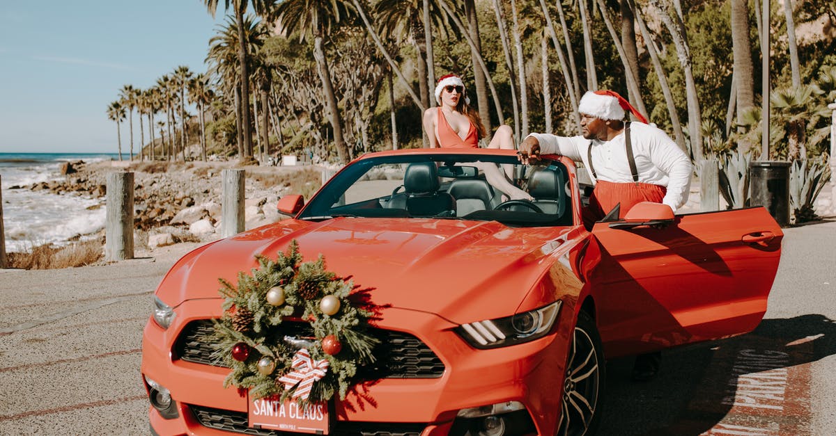 Visiting Yosemite in December - Will car rentals provide me with snow chains? - Man in White Dress Shirt and Red Necktie Sitting on Red Ferrari Car