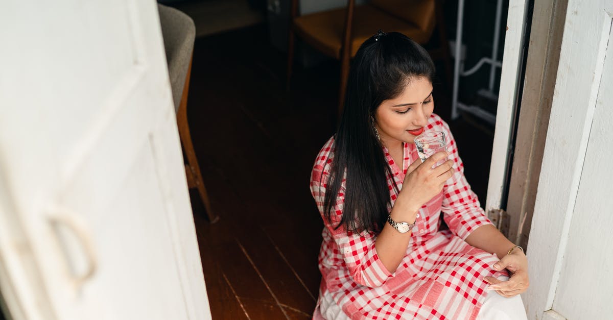 Water-damaged Indian passport expiring in November 2020 - Young brunette drinking water while sitting in doorway Water-damaged Indian passport expiring in November 2020 - Young brunette drinking water while sitting in doorway