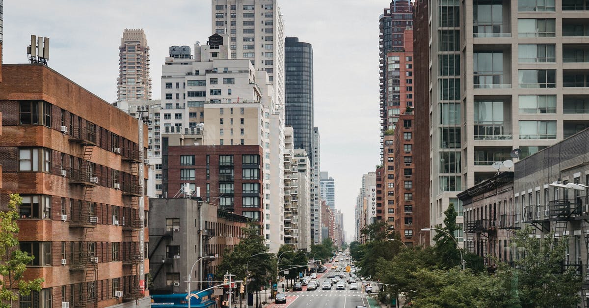 Whalewatching around New York City - New Your City street with vast busy road between contemporary typical buildings on clear day Whalewatching around New York City - New Your City street with vast busy road between contemporary typical buildings on clear day