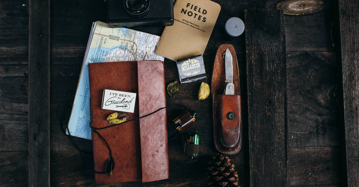 What are the standard border checks when traveling between Warsaw and Berlin by various types of transportation? - Retro camera near notepad and knife near map on desk