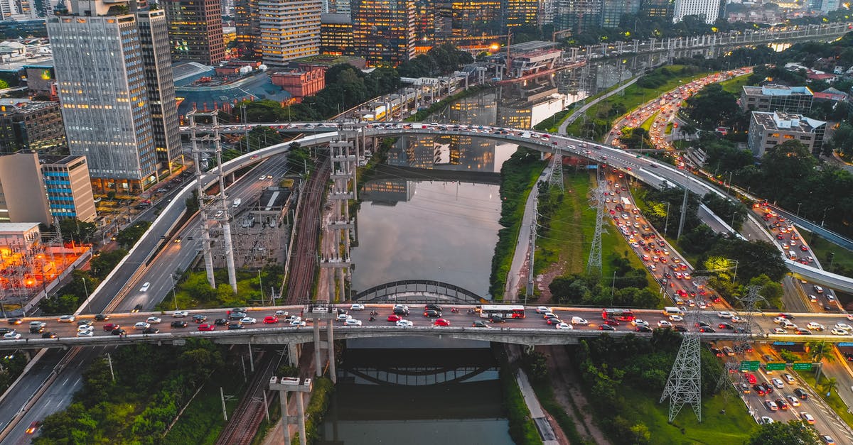 What does amber - green traffic light mean in South Korea? - Drone view of large intersection with automobiles in busy city with contemporary skyscrapers and green lawns What does amber - green traffic light mean in South Korea? - Drone view of large intersection with automobiles in busy city with contemporary skyscrapers and green lawns