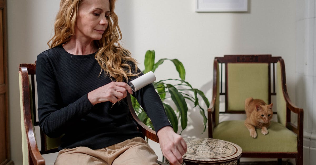 What if one has a cat on flight and I am allergic to cats? - Woman Using Lint Remover What if one has a cat on flight and I am allergic to cats? - Woman Using Lint Remover