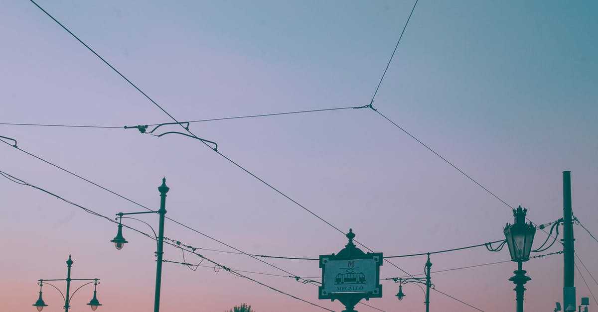 What is the latest public transport I can take in the evening from London Heathrow to Bournemouth? - Signboard with inscription between light poles at sunset