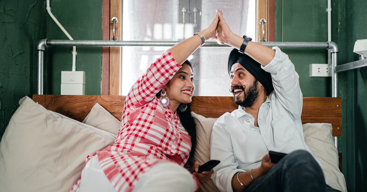 What was the meaning of this Indian gesture/greeting? - Young ethnic man and woman in casual outfit sitting in modern bedroom and enjoying weekend while doing high five on comfortable sofa What was the meaning of this Indian gesture/greeting? - Young ethnic man and woman in casual outfit sitting in modern bedroom and enjoying weekend while doing high five on comfortable sofa