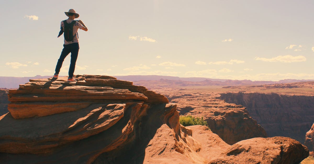 Where is the closest to western Europe to see desert mountains with slot canyons? - Birds Eye-view of a Man Standing on Grand Canyon Where is the closest to western Europe to see desert mountains with slot canyons? - Birds Eye-view of a Man Standing on Grand Canyon