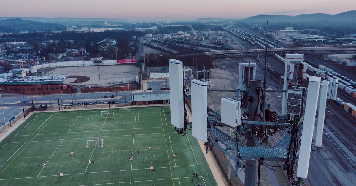 Where is the largest road network that shares a landmass with, but is disconnected from, a larger ('main') road network? [closed] - Drone view of contemporary cell site with antennas located in city suburb near green rugby fields against sundown sky in Chattanooga