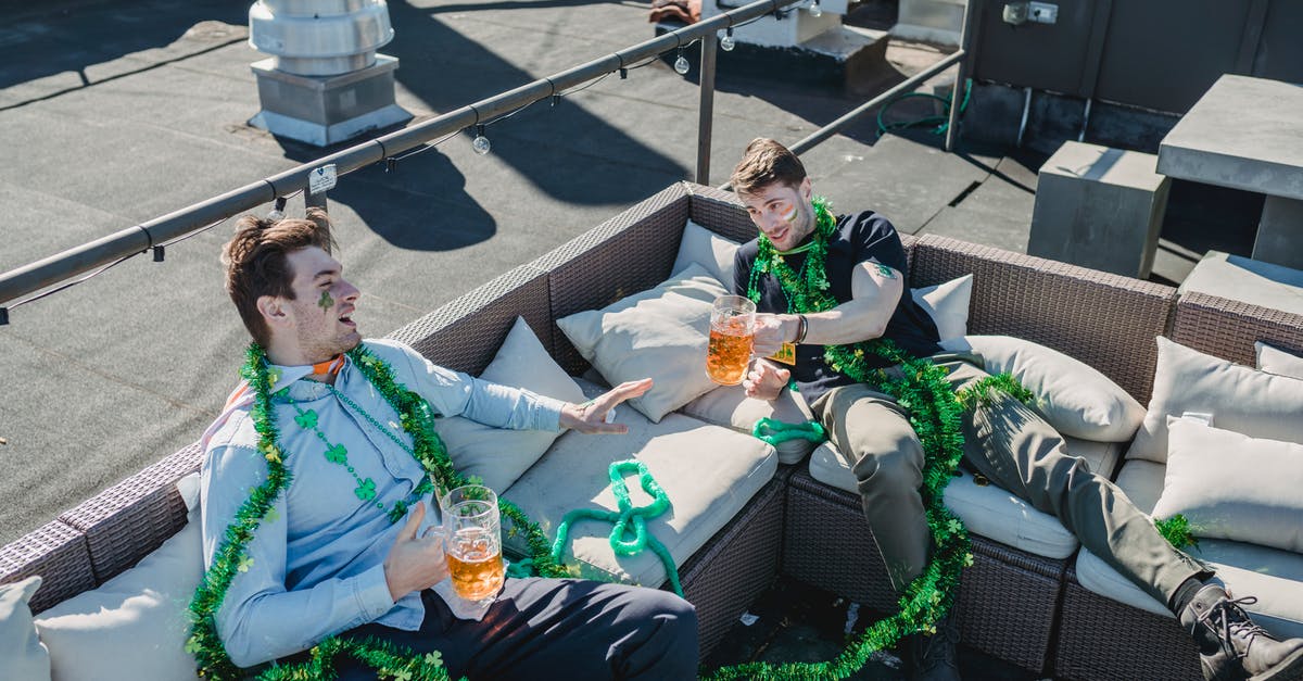 Where to obtain Irish passport stamp when entering from Northern Ireland? [duplicate] - From above of Irish friends sitting on sofa with beer while celebrating holiday on terrace and looking at each other