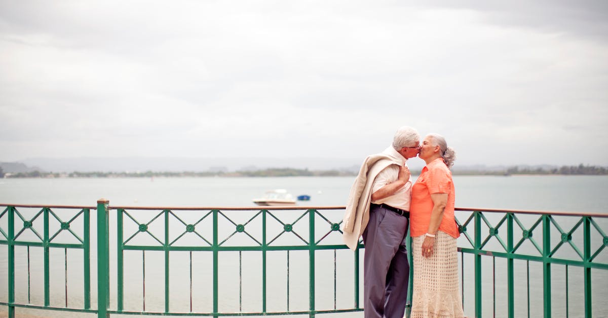Which date is my valid departure date with a B2 visa? [closed] - Side view full body romantic senior couple wearing trendy outfits standing on waterfront promenade and kissing gently on overcast weather