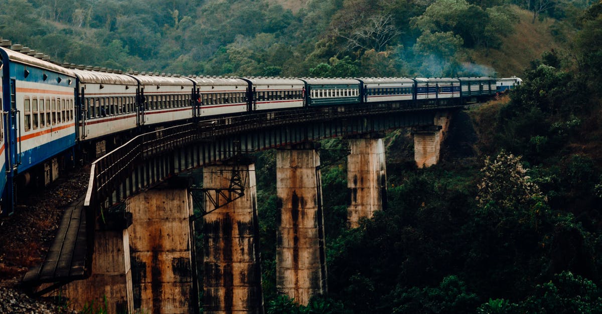 Which is the most scenic train route between Nagano and Kyoto? - Train driving on bridge over river against ridge Which is the most scenic train route between Nagano and Kyoto? - Train driving on bridge over river against ridge
