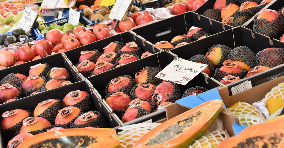 Why do Belgian supermarkets not provide price per kg in price labels? [closed] - Assorted Fruits on Display Near Papaya Fruits
