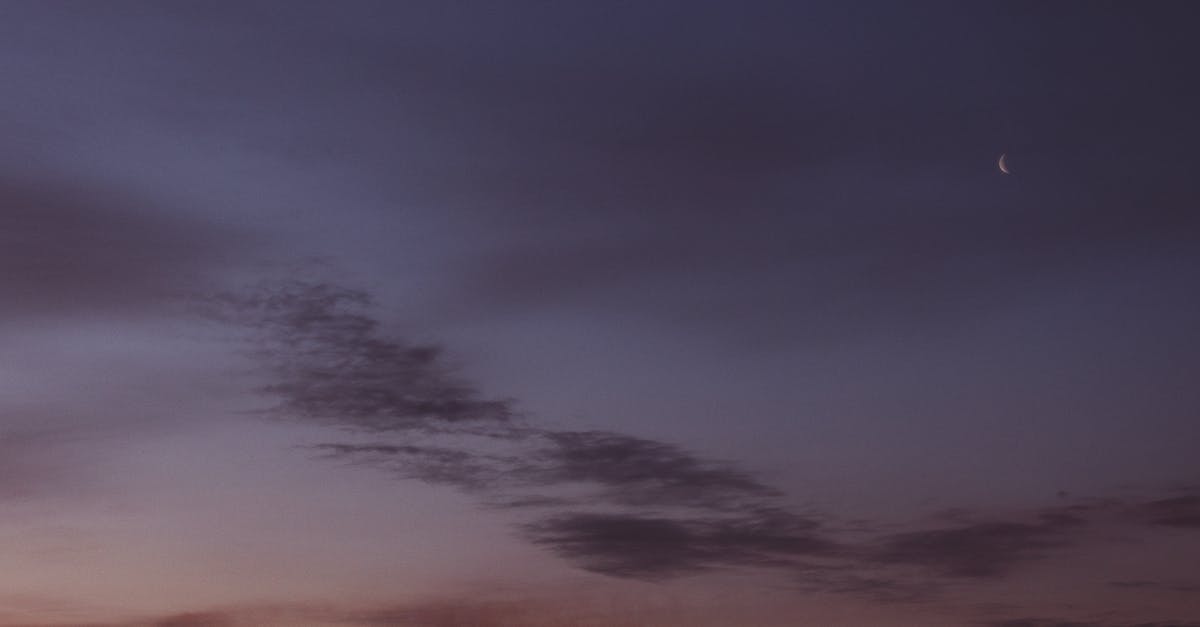 Why is the moon hiding from me? - From below wonderful scenery of dark late evening sky with light clouds and new moon Why is the moon hiding from me? - From below wonderful scenery of dark late evening sky with light clouds and new moon