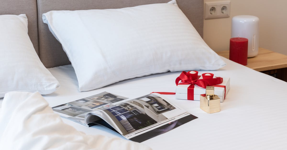 Zippered travel sheets that open flat with a pillow insert that are machine-washable? - Bed with opened magazine with gifts for celebration